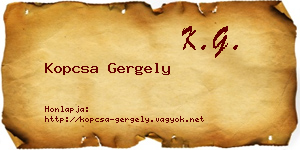 Kopcsa Gergely névjegykártya